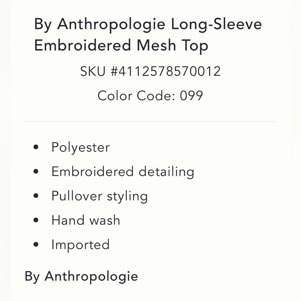 NWT By Anthropologie Embroidered Embroidered Mesh Blouse - Picture 3 of 11